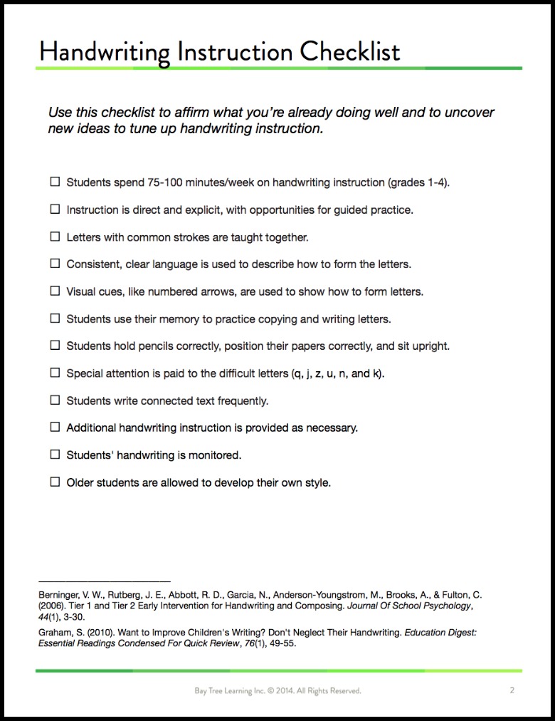 Handwriting Cklistbord