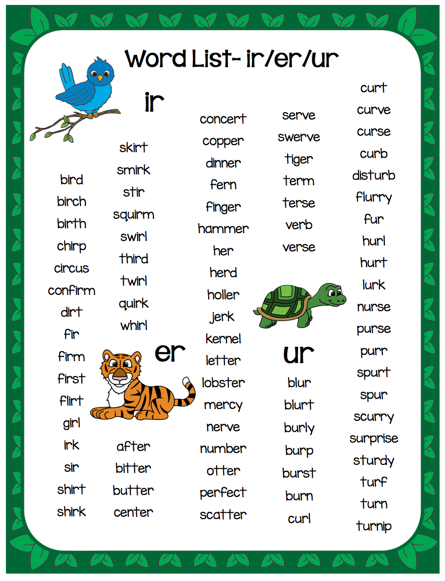 r controlled vowels word list r controlled vowels word list