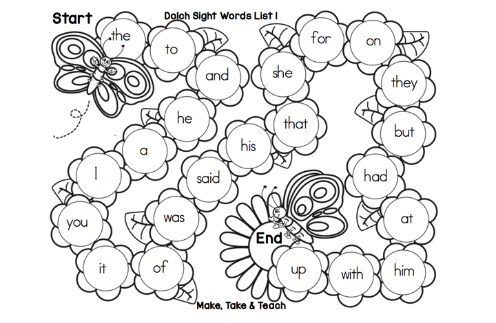 Sight Word and Phonics Game Boards Sight Word and Phonics Game Boards