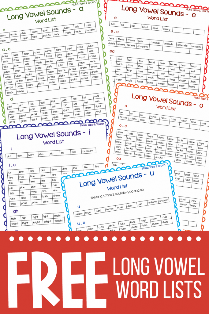 Long Vowel Spelling Word lists Long Vowel Spelling Word lists